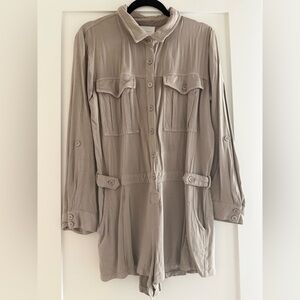 Sundays Tan Button-Up Jumpsuit